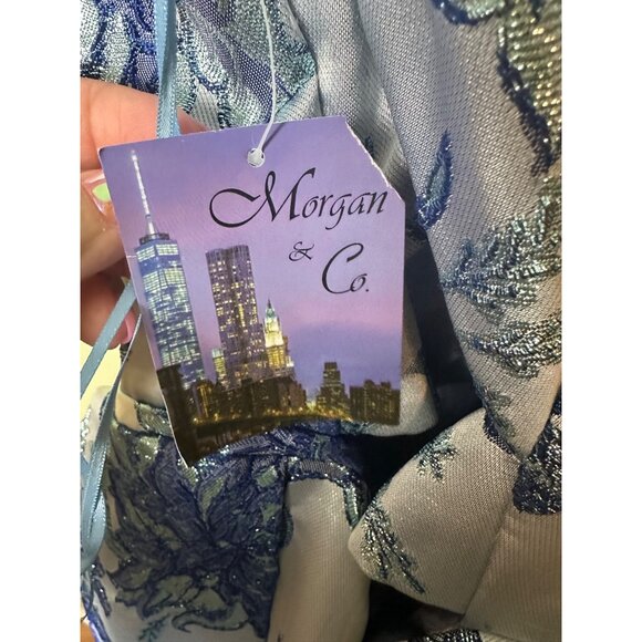 Morgan & Co SZ 18W Long Floral Brocade Ball Gown W/Spaghetti Straps - Picture 4 of 4